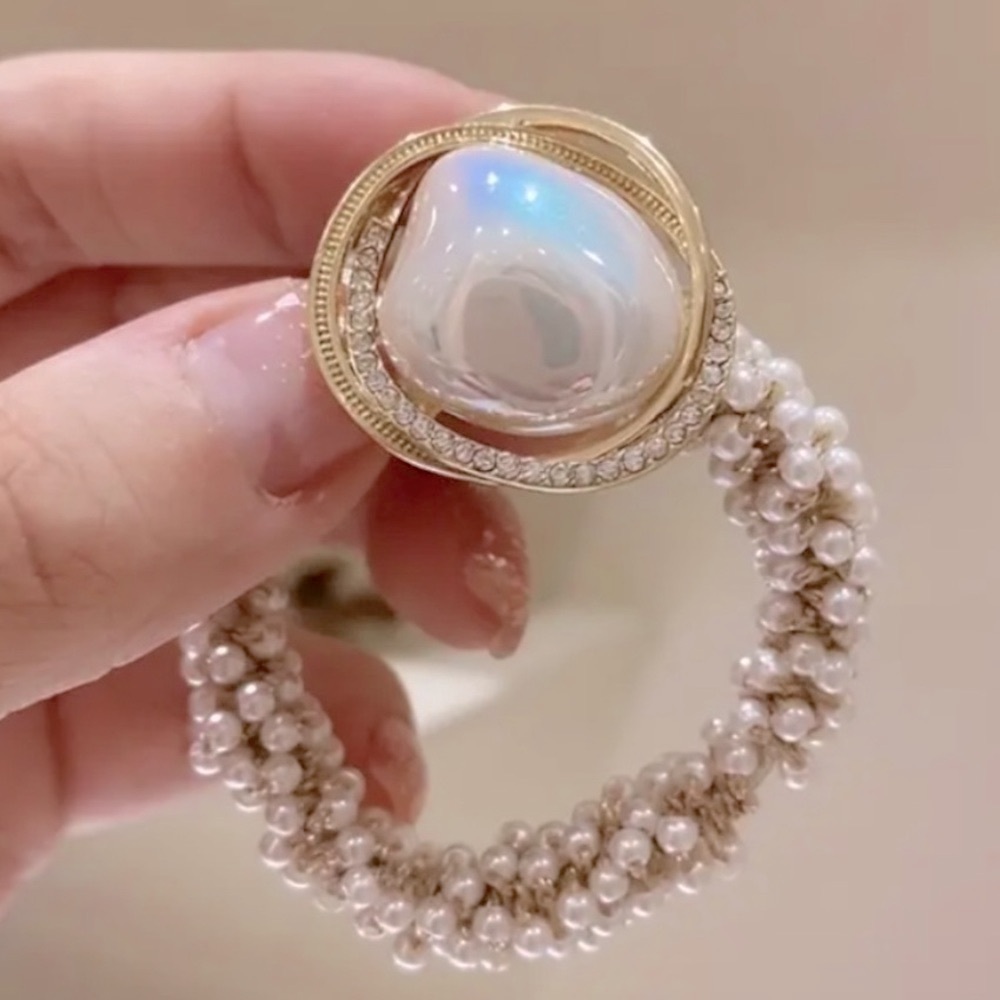 Beautiful Faux Pearl & Rhinestone Hair Tie